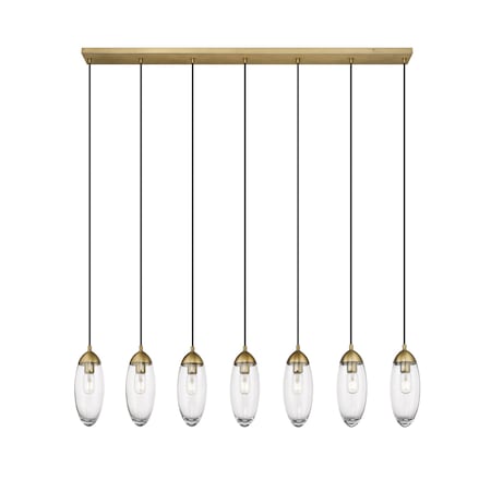 Z-Lite Arden Linear Chandelier, 7-Light, 4.75 In.W x 54 In.L x 12 In.H, Rubbed Brass/Clear 651P-7L-RB